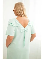 Dámske plus size bavlnené šaty s volánom na ramenách mätová Dámske plus size bavlnené šaty s volánom na ramenách mätová