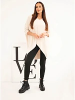 Dámský svetr Plus Size s výstřihem do V béžový Dámský svetr Plus Size s výstřihem do V béžový