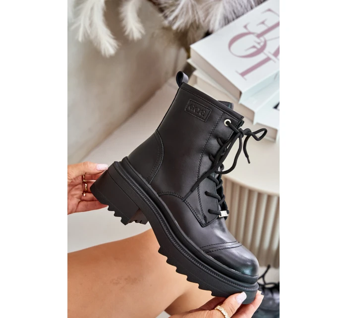 Dámské Zateplené Kožené Boty Černé model 21673867 - Goe