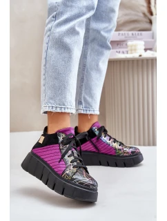 Skórzane Sneakersy Na Platformie Maciejka 06767-15 Fuksja