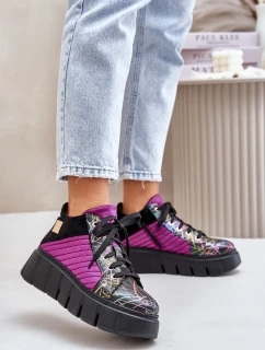 Skórzane Sneakersy Na Platformie Maciejka 06767-15 Fuksja
