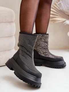 Ozdobené Sněhule Na Platformě A Plochém Podpatku Černé model 21679753 - Boto