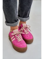 Zazoo N1068S4 Damskie Zamszowe Sneakersy Na Platformie Fuksja