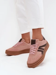 Sztruksowe Sneakersy Damskie Na Platformie Różowe Skye