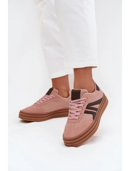Sztruksowe Sneakersy Damskie Na Platformie Różowe Skye Sztruksowe Sneakersy Damskie Na Platformie Różowe Skye