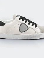 Bielo-čierne dámske tenisky trampky z rôznych spojených materiálov (1088)