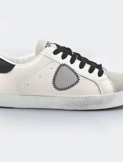 Bielo-čierne dámske tenisky trampky z rôznych spojených materiálov (1088)