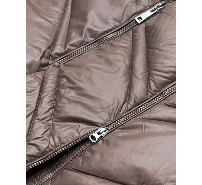 Dámska prechodná bunda vo farbe cappuccino s kapucňou (H-97)