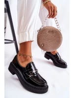 Lakierowane Półbuty Ze Srebrną Ozdobą Czarne Lemar Hestill