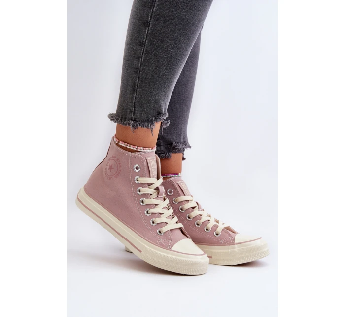 Trampki Damskie Wysokie Big Star NN274277 Różowe Trampki Damskie Wysokie Big Star NN274277 Różowe
