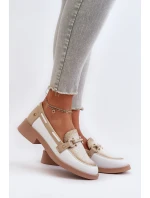 Skórzane Mokasyny Półbuty Damskie Maciejka 06493-11 Biało-Beżowe