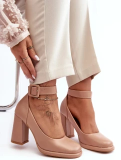 Lodičky na vysokom podpätku so sponou, béžové Idovana