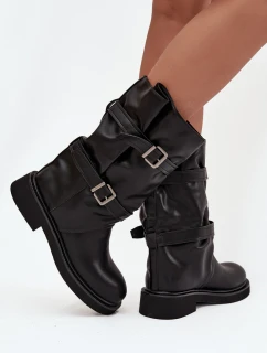 Dámske podkolienky s remienkami a prackami Halvessa - čierne