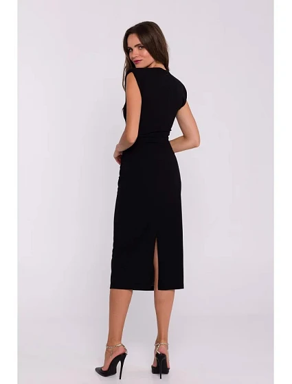 Midi šaty bez rukávů model 22110018 černé - STYLOVE