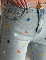 Dámske slim fit džínsy SHINYFIT stars blue FashionStreet UY2452