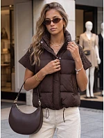 Krótka kamizelka damska pikowana brązowa model 22341154 - FashionStreet