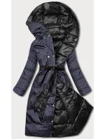 Čierna obojstranná dlhá bunda s kapucňou (p22-6635-1)