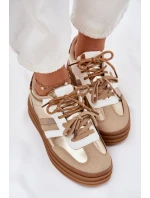 Sneakersy Damskie Na Platformie Z Podwójnym Sznurowaniem Panterka Złote Niteria Sneakersy Damskie Na Platformie Z Podwójnym Sznurowaniem Panterka Złote Niteria