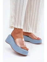 Dámské Pantofle S Páskem Na Klínu Jeans model 21696555 - Boto