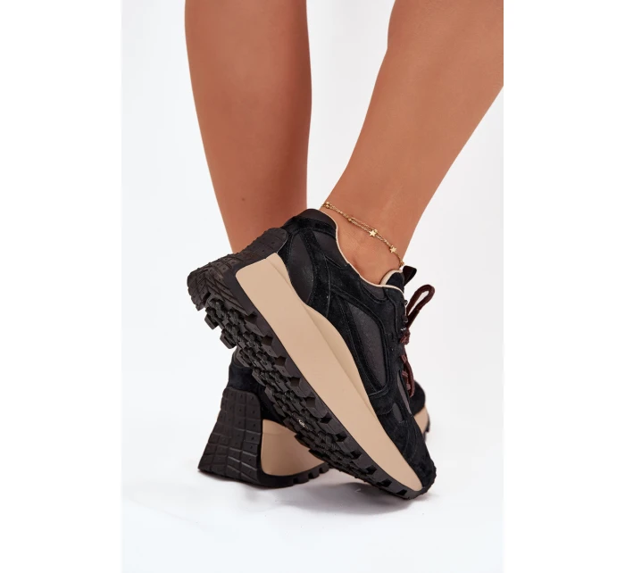 Kožené Sneakersy Na Platformě Dámské Big Star model 21705730 HIPOLY SYSTEM Černé - Big Star Shoes Kožené Sneakersy Na Platformě Dámské Big Star model 21705730 HIPOLY SYSTEM Černé - Big Star Shoes