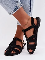 Dámské sandály Rímské ploché černé Belanessa