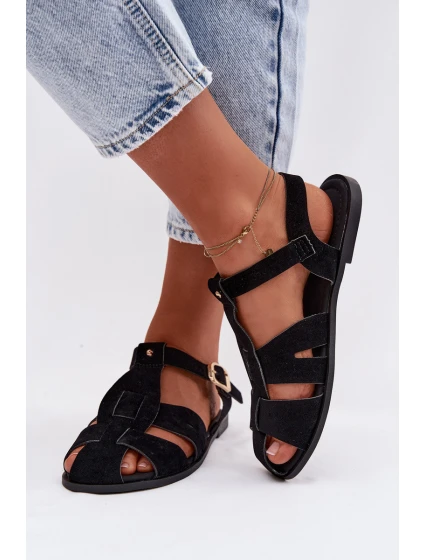 Dámske sandále Roman flat black Belanessa Dámske sandále Roman flat black Belanessa