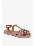 Kožené dámské sandály Ploché s Pásky Maciejka K7442-04 Béžové