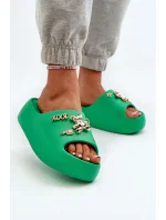 Dámske ľahké penové papuče so zelenými ozdobami Orchia
