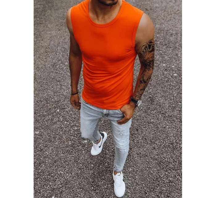 Oranžové jednofarebné pánske tielko RX4919 - Dstreet