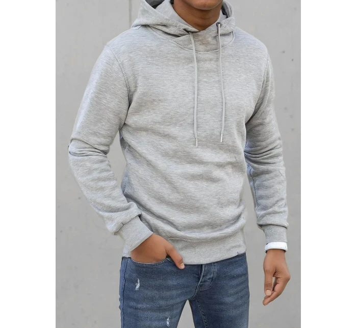 Pánská mikina s kapucí světle šedá model 21966689 - Dstreet