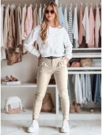 Dámské kalhoty chinos s páskem cappuccino Dstreet model 21986432 - FashionStreet