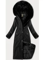 Dlhá hrubá zimná bunda s kapucňou Libland Black (7614)