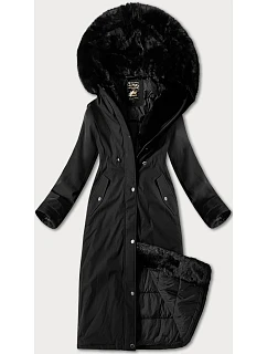 Dlhá hrubá zimná bunda s kapucňou Libland Black (7614)