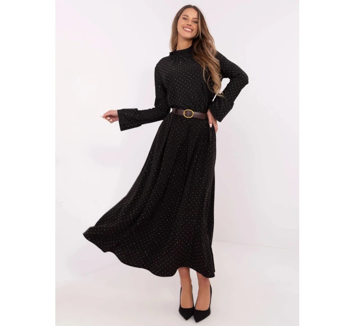 Elegantná maxi sukňa s ozdobným lemom čierna (19720)