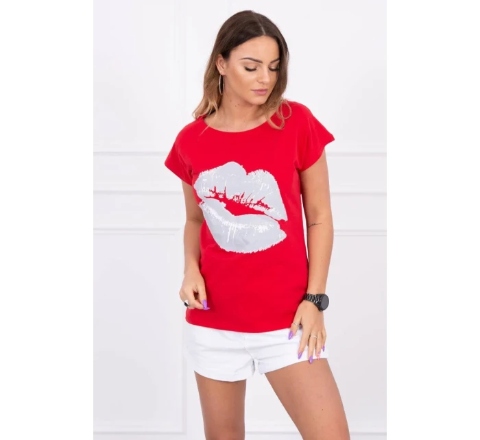 Blúzka s potlačou pier červená