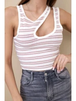 Dámský žebrovaný model 22011742 top bez rukávů s výstřihem tmavě růžová - K-Fashion Dámský žebrovaný model 22011742 top bez rukávů s výstřihem tmavě růžová - K-Fashion