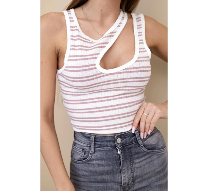 Dámský žebrovaný model 22011742 top bez rukávů s výstřihem tmavě růžová - K-Fashion Dámský žebrovaný model 22011742 top bez rukávů s výstřihem tmavě růžová - K-Fashion