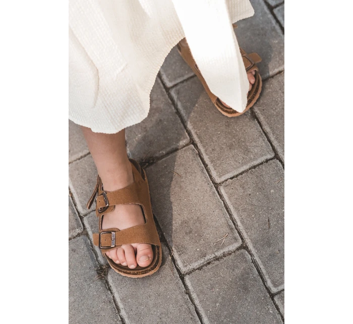 Sandałki Dziecięce Na Korkowej Platformie Zapinane Na Rzep Camel Rorria