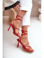 Stylové Sandály Na Podpatku S Pásky Červené model 21679427 - Boto
