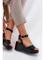 Sandały Damskie Na Koturnie Czarne Efrina