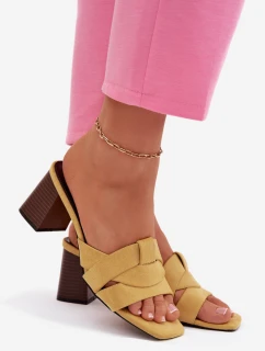 Dámské sandály na podpatku s Eko semišové Žluté model 21937782 - Boto