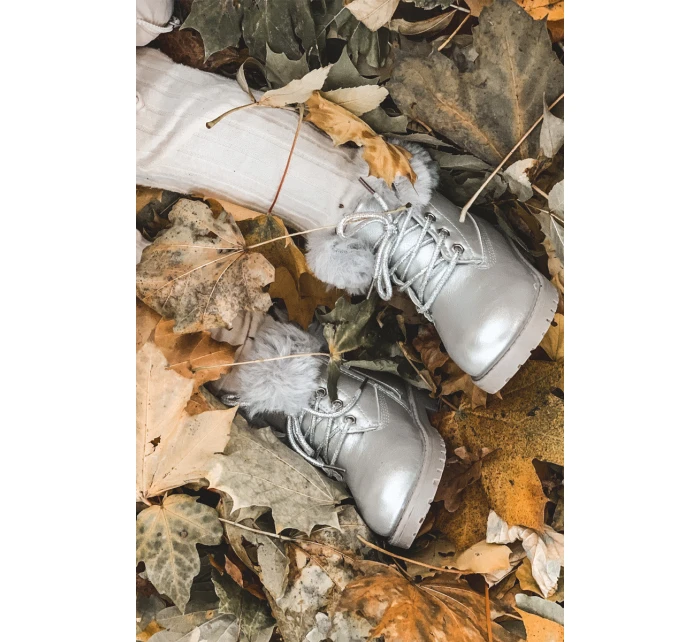 Srebrne Ocieplane Dziecięce Botki Trapery Fobos Srebrne Ocieplane Dziecięce Botki Trapery Fobos