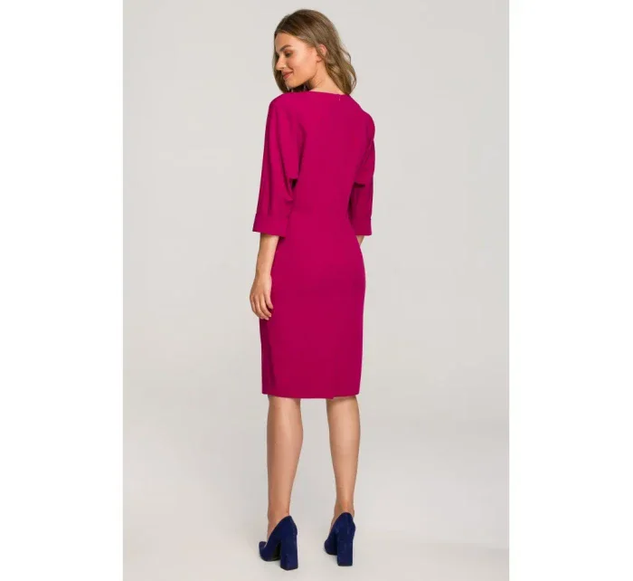 S324 Puzdrové šaty s netopierími rukávmi - slivka
