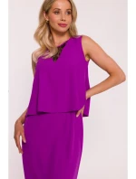 S422 Šaty s čipkovou vložkou - levanduľová