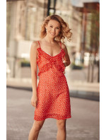 Letné červené bodkované šaty