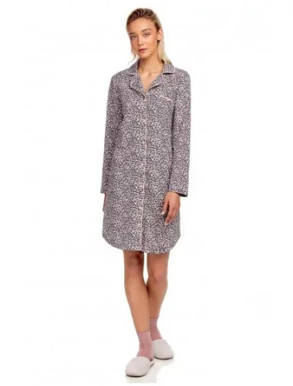 Dámska nočná košeľa 15446 - 271 sivá / ružová so vzorom - Vamp Dámska nočná košeľa 15446 - 271 sivá / ružová so vzorom - Vamp