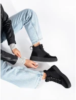 Trendy dámske členkové topánky čierna platforma Trendy dámske členkové topánky čierna platforma