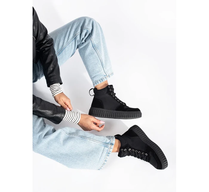 Trendy dámske členkové topánky čierna platforma Trendy dámske členkové topánky čierna platforma