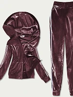 Hnedý dámsky velúrový dres s lampasmi (81223)