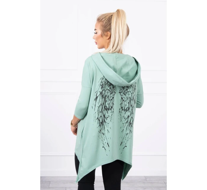 Tmavá mätová mikina s potlačou krídel